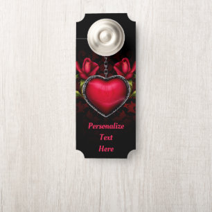 Aviso De Porta Sala Gothic Red Heart Chain Heart