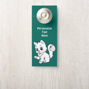 Aviso De Porta Sala Personalizada de Gato Adorável e Gato de Bebê