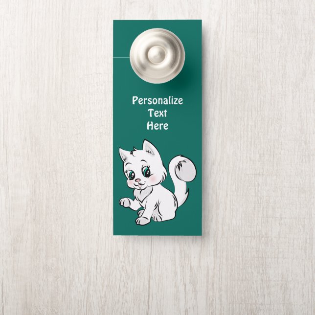Aviso De Porta Sala Personalizada de Gato Adorável e Gato de Bebê (Na maçaneta)