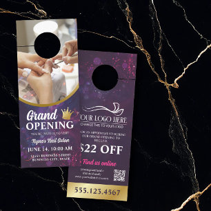 Aviso De Porta Salão de Coroa de Unhas Rosa Roxo Grandiosa Inaugu