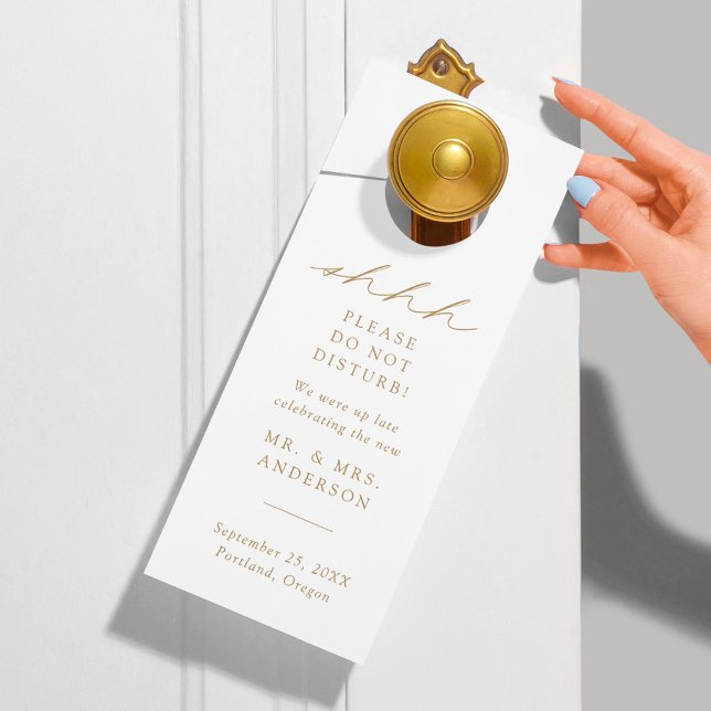 Aviso De Porta Script Dourado Elegante Moderno Não Incomoda Casam (Criador carregado)