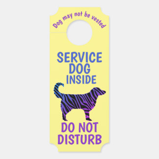 Aviso De Porta Service Dog Hotel Room Door Hanger amarelo