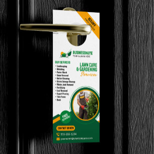 Aviso De Porta Serviço de Jardinagem e Corte de Grama Verde e Lar