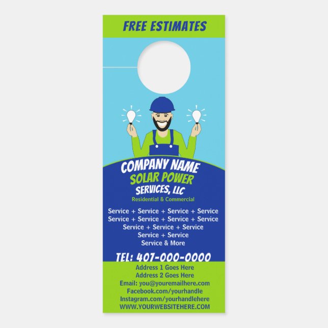 Aviso De Porta Serviço de lâmpadas do Painel Solar Travamento da  (Frente)