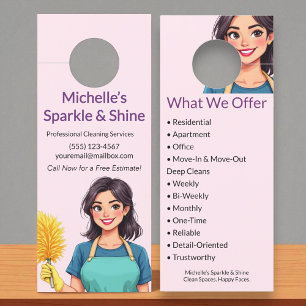 Aviso De Porta Serviço de Limpeza da Casa, Mulher Moderna, rosa