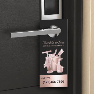 Aviso De Porta Serviço de Limpeza da Casa Rosa