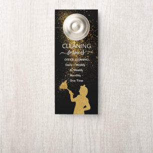 Aviso De Porta Serviço de Limpeza de Escritório Gold Dust Maid