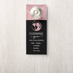 Aviso De Porta Serviço de Limpeza de Rosa Rosa Maid