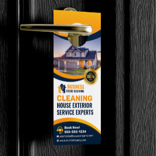 Aviso De Porta Serviço de Limpeza Externa BlueOrange House Washin