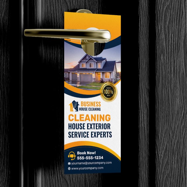 Aviso De Porta Serviço de Limpeza Externa BlueOrange House Washin (Criador carregado)