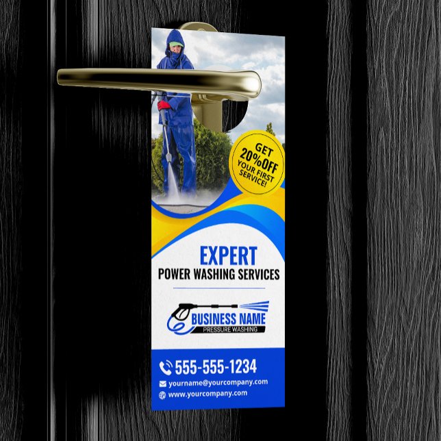 Aviso De Porta Serviços de Limpeza de Casa com Lavagem a Alta Pre (Criador carregado)