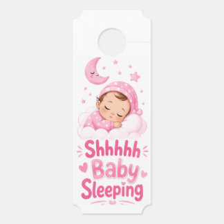 Aviso De Porta Shhh Bebê Menina Dormindo - Grande Pingente de Por
