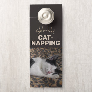 Aviso De Porta Shhh! Guarda de Gatos