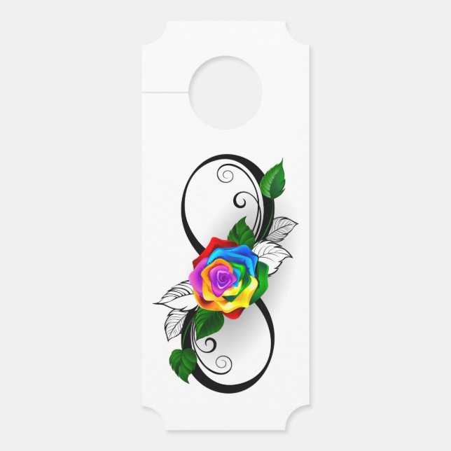 Aviso De Porta Símbolo de Infinito com Rosa Arco-íris (Frente)