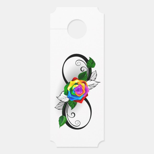 Aviso De Porta Símbolo Infinito com Rosa do Arco-Íris (Frente)