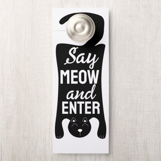 Aviso De Porta Simples Black cat Não entre (Na maçaneta)