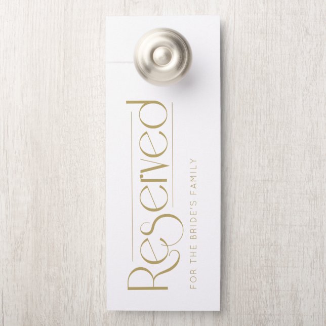 Aviso De Porta Simples Reservado para Casamento em Ouro Branco (Na maçaneta)