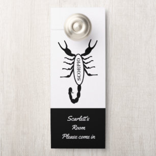 Aviso De Porta Sinal de Estrela do Scorpio Preto Personalizado