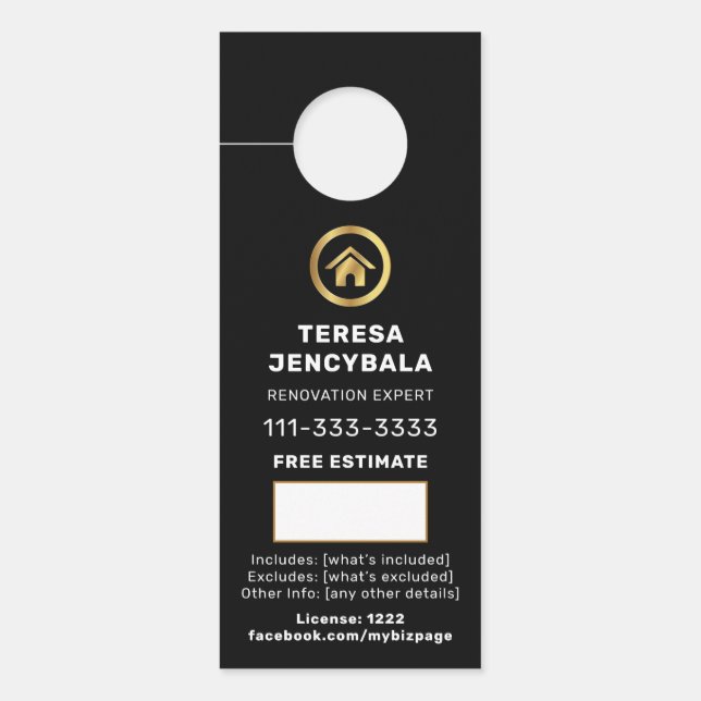 Aviso De Porta Sinal de QR de cotação de construção residencial p (Frente)