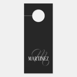 Aviso De Porta Sobrenome Personalizado Elegante Preto | Nome