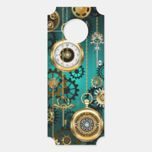 Aviso De Porta Steampunk Jewelry Watch em um fundo verde