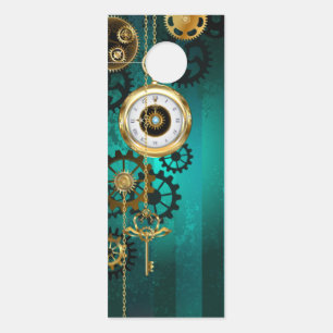 Aviso De Porta Steampunk Jewelry Watch em um fundo verde