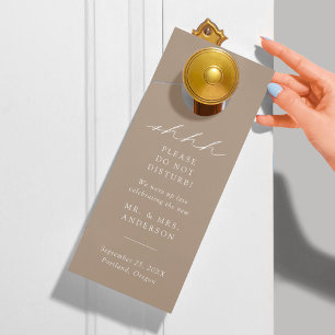 Aviso De Porta Taupe Elegante Moderno Não Incomoda Casamento