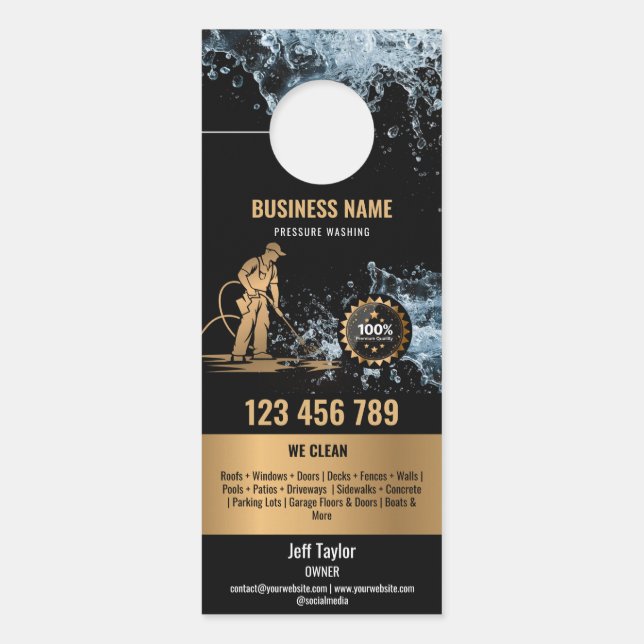 Aviso De Porta Teto de lavagem de energia por pressão profissiona (Frente)