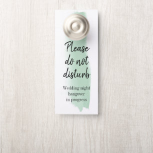 Aviso De Porta Traço De Pincel De Aquarela De Emerald Não Incomod