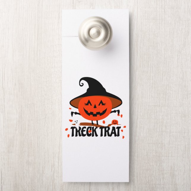 Aviso De Porta Treck Trat Pumpkin sorrindo (Na maçaneta)