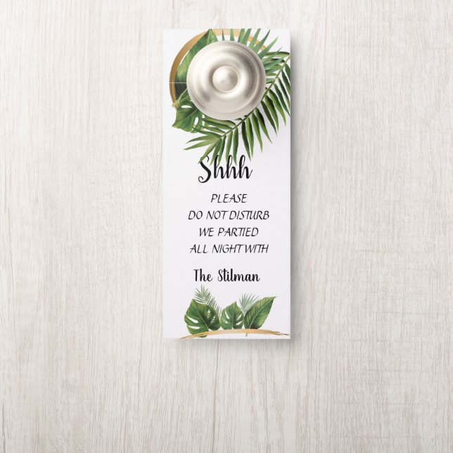 Aviso De Porta Tropical Palm Weding Welcome Door Hanger (Na maçaneta)