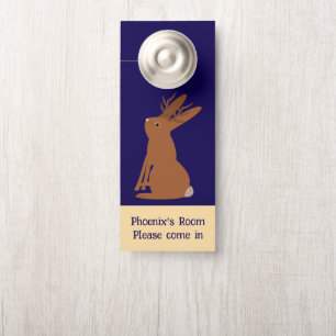 Aviso De Porta Truque de Jackalope do Halloween ou tratamento per