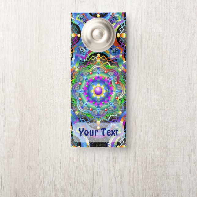 Aviso De Porta Universo Mandala Cores Psicodélicas (Na maçaneta)
