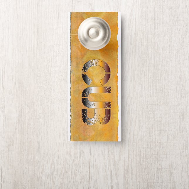 Aviso De Porta Ursinho de SlipperyJoe, palavra cor laranja-castan (Na maçaneta)