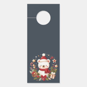 Aviso De Porta Urso de Natal/Inverno em coroa