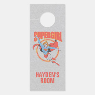 Aviso De Porta Verdadeiro Gráfico Voador da Supermenina Vintage