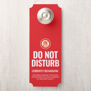 Aviso De Porta Vermelho e Amarelo Tipográfico Não Perturbe