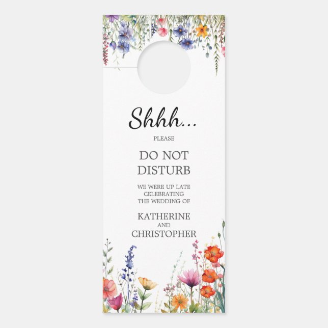 Aviso De Porta Vibrant Wildflowers Wedding Shhh Do Not Disturb (Frente)