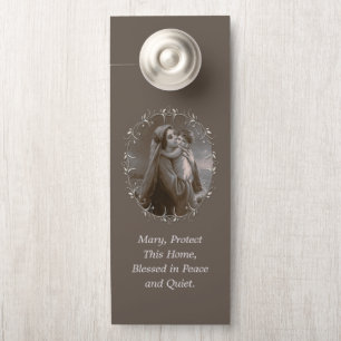 Aviso De Porta Vintage Madonna e Child com Silver Frame
