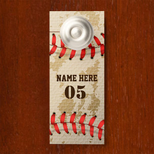 Aviso De Porta Vintage Personalizado Nome do Baseball Número Retr
