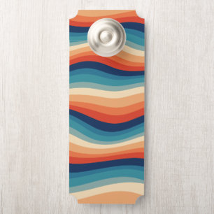 Aviso De Porta Vintagem de Ondas Retroativas Coloridas