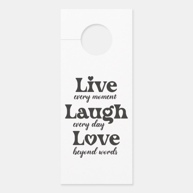 Aviso De Porta viva, ria, ama - três palavras bonitas (Frente)