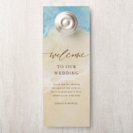 Aviso De Porta Watercolor Summer Beach Wedding Welcome