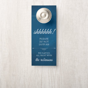 Aviso De Porta Welcome/Do Wedding azul para não perturbar o