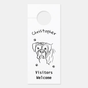 Aviso De Porta Whimsical Boxer: Texto Editável