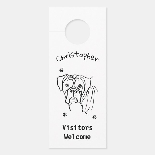 Aviso De Porta Whimsical Boxer: Texto Editável (Frente)