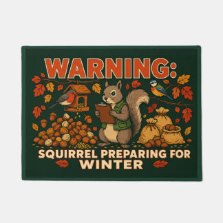 Aviso Esquilo Preparando-se para o Inverno Tapete