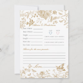 Aviso Floral Dourado Toile De Jouy para Cartão de