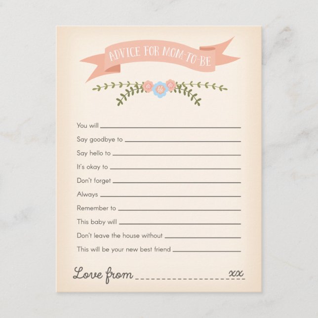 Aviso para o Cartão de Jogo para Mamães a Serem Ch (Frente)