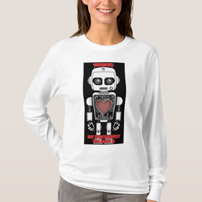 Aviso: Pode Falar Sobre Camisa Manga Longa Branca  (Frente)